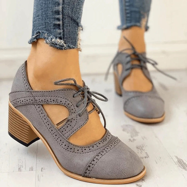 Marguerite - Women's Lace-Up T-Strap Heeled Shoes