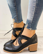 Marguerite - Women's Lace-Up T-Strap Heeled Shoes