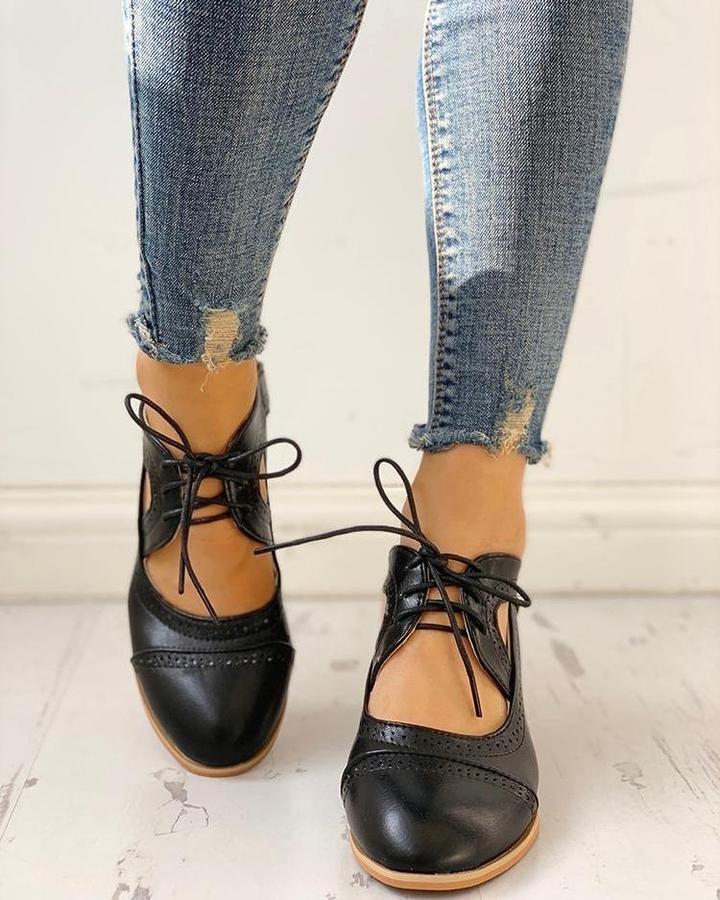 Marguerite - Women's Lace-Up T-Strap Heeled Shoes