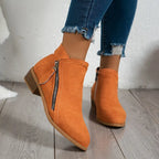 Marguerite - Women's Suede Ankle Bootie with Side Zip
