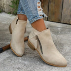 Marguerite - Women's Suede Ankle Bootie with Side Zip
