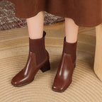 Mariana - Women's Stretch Knit Ankle Boots with Block Heel
