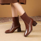 Mariana - Women's Stretch Knit Ankle Boots with Block Heel