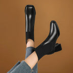 Mariana - Women's Stretch Knit Ankle Boots with Block Heel