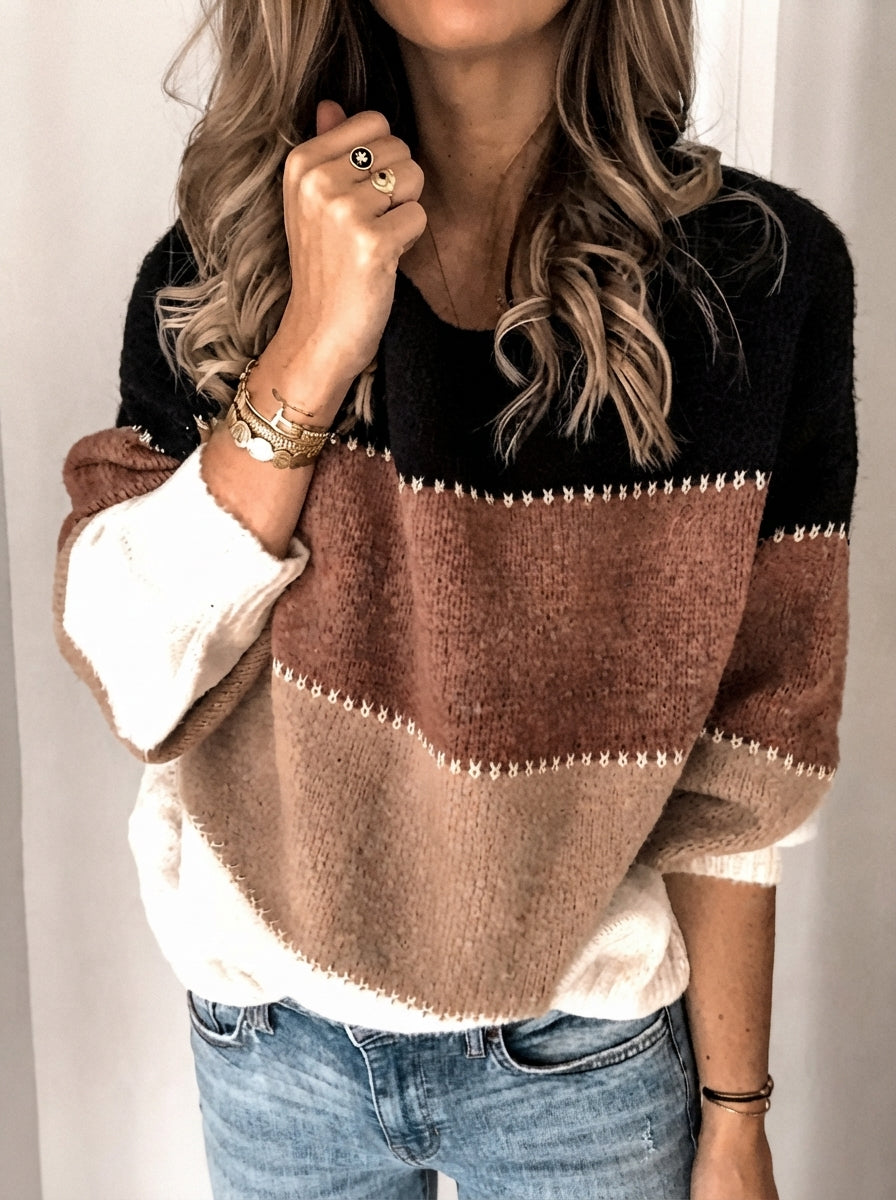 Marigold - Women's Colorblock Striped Sweater 2