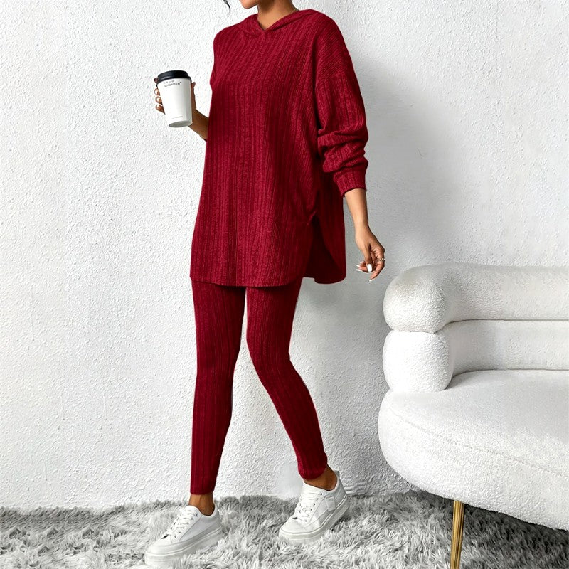 Marjorie - Women's Ribbed Hooded Matching Set 3