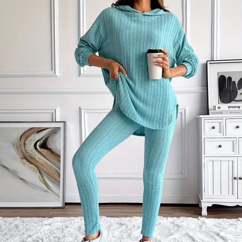 Marjorie - Women's Ribbed Hooded Matching Set 6