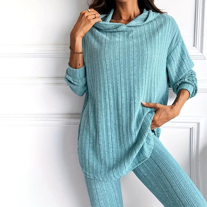 Marjorie - Women's Ribbed Hooded Matching Set 9