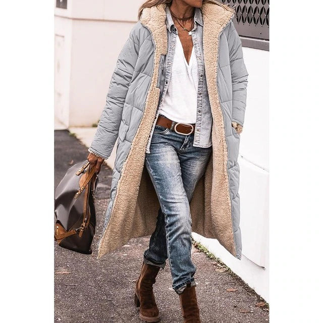 Marlene - Women's Reversible Long Quilted Puffer Coat