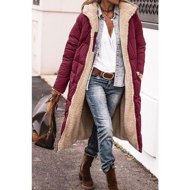 Marlene - Women's Reversible Long Quilted Puffer Coat