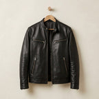 Mason - Men's Moto-Style Leather Jacket with Zip Pockets