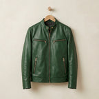Mason - Men's Moto-Style Leather Jacket with Zip Pockets