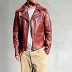 Matt - Men's Biker Leather Jacket with Flap Pockets 4