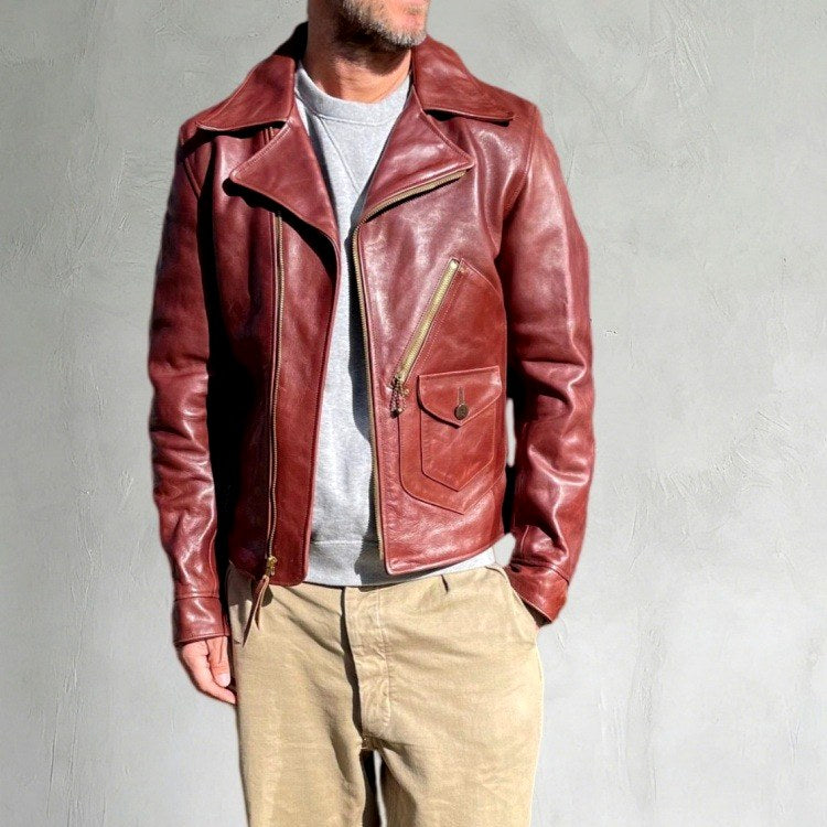 Matt - Men's Biker Leather Jacket with Flap Pockets 4