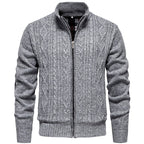 Matteo - Men’s Fleece-Lined Cable Knit Cardigan with Zip Front 2
