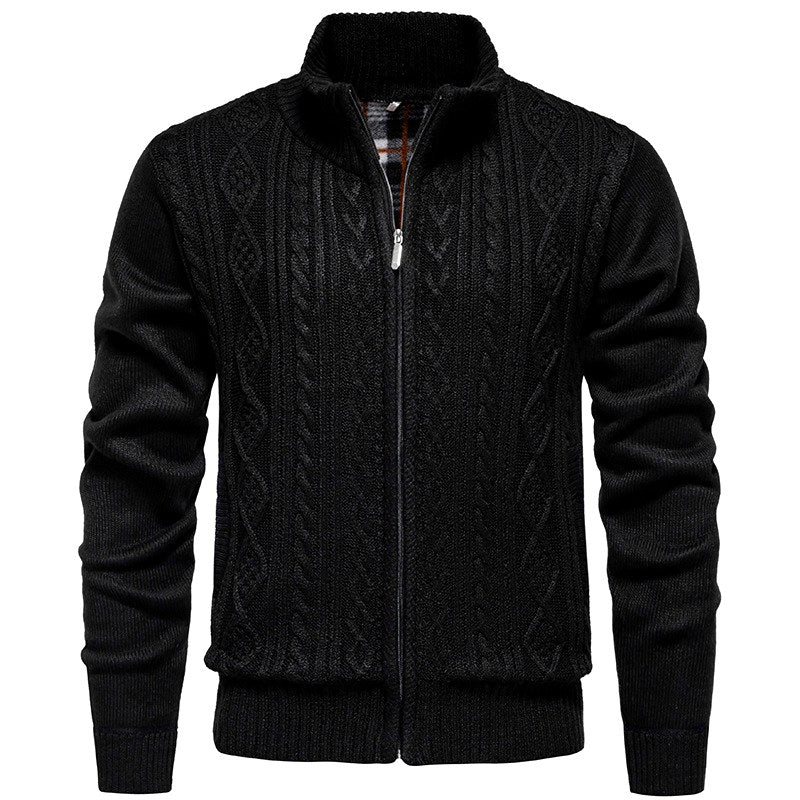 Matteo - Men’s Fleece-Lined Cable Knit Cardigan with Zip Front 3