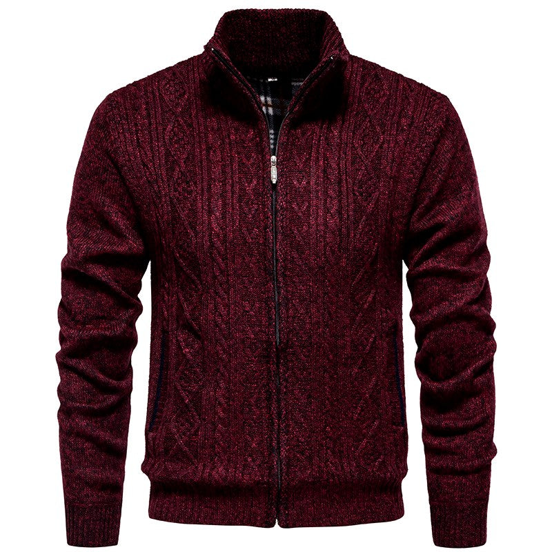Matteo - Men’s Fleece-Lined Cable Knit Cardigan with Zip Front 4