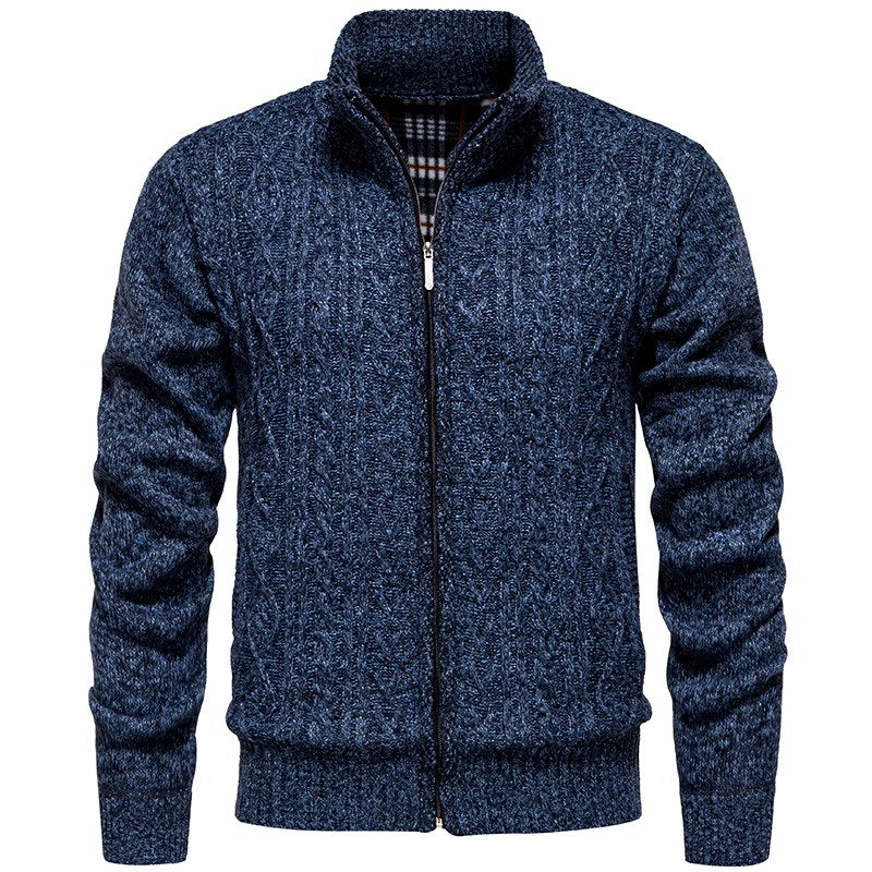 Matteo - Men’s Fleece-Lined Cable Knit Cardigan with Zip Front 5