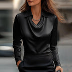 Maxine - Women's Draped Cowl-Neck Satin Blouse