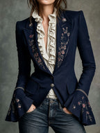 Melissa - Women’s Embroidered Tailored Blazer with Flared Cuffs 1