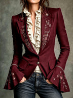 Melissa - Women’s Embroidered Tailored Blazer with Flared Cuffs 3