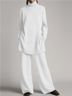Meridian - Women's Relaxed Fit Ribbed Turtleneck Loungewear Set