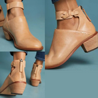 Mia - Women's Leather Ankle Boots with Block Heel