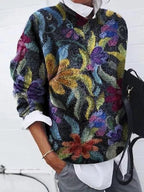 Mia - Women's Multicolor Floral Knit Pullover