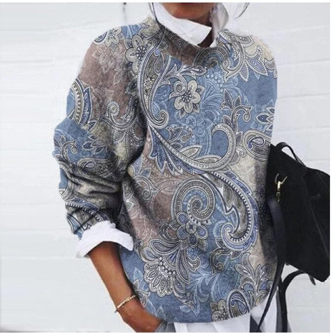 Mia - Women's Multicolor Floral Knit Pullover