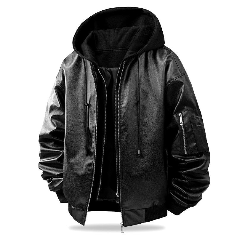 Milo - Men’s Hooded Bomber Jacket with Layered Zip Front 2