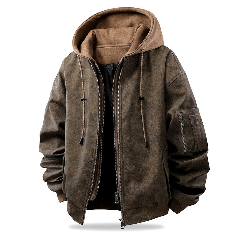 Milo - Men’s Hooded Bomber Jacket with Layered Zip Front 4