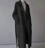 Minerva - Women's Button-Front Wool Coat with Notch Lapels