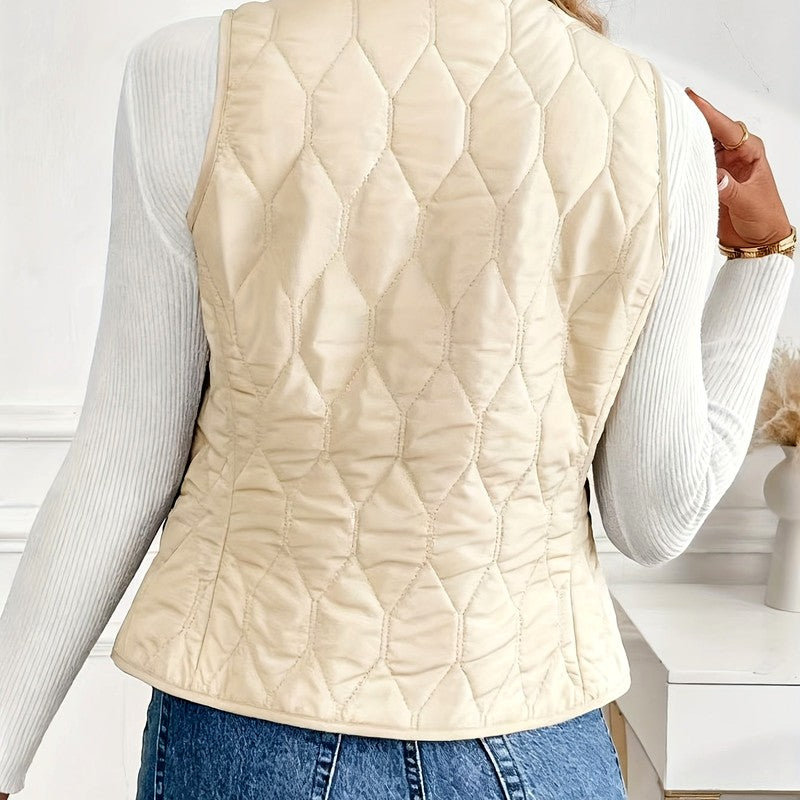 Mirabel - Women's Quilted V-Neck Lined Vest