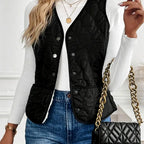 Mirabel - Women's Quilted V-Neck Lined Vest