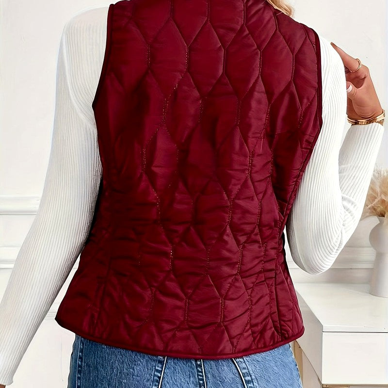 Mirabel - Women's Quilted V-Neck Lined Vest