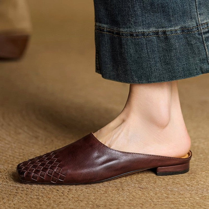 Mirabelle - Women's Genuine Leather Basket Weave Flats