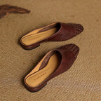 Mirabelle - Women's Genuine Leather Basket Weave Flats