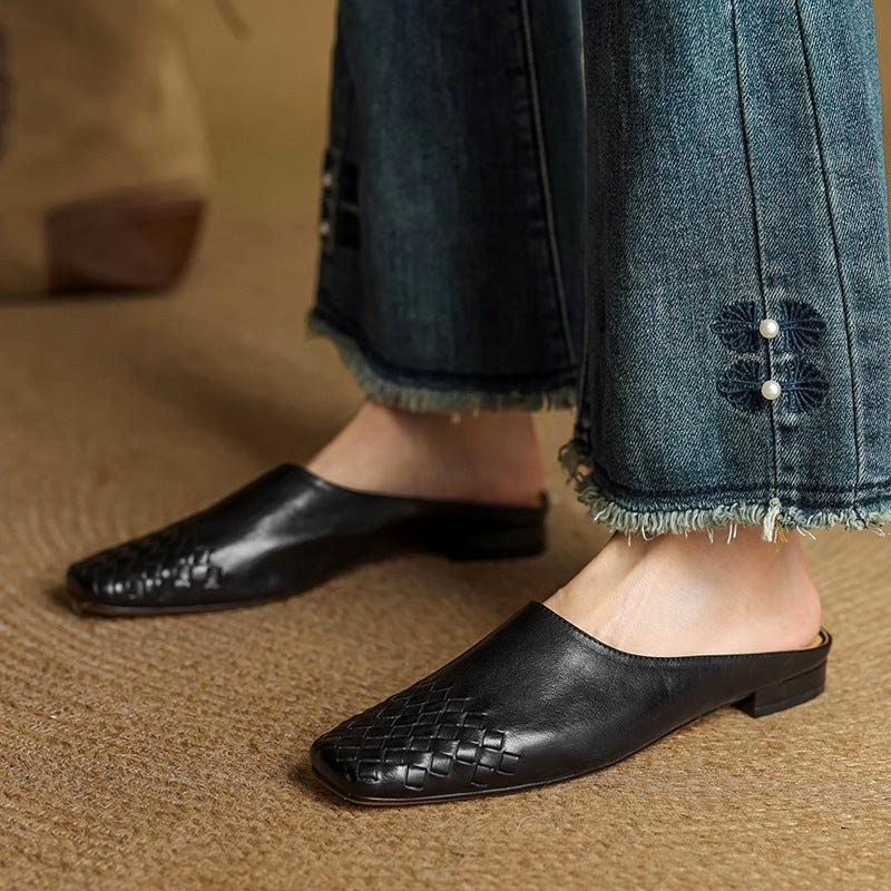 Mirabelle - Women's Genuine Leather Basket Weave Flats
