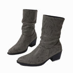 Miriam - Women's Slouch Mid-Calf Boots with Block Heel