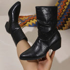 Miriam - Women's Slouch Mid-Calf Boots with Block Heel