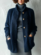 Morgan - Women's Plush Stand-Up Collar Loose Cardigan 2