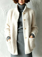 Morgan - Women's Plush Stand-Up Collar Loose Cardigan 3
