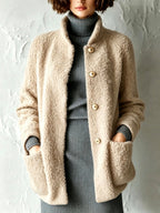 Morgan - Women's Plush Stand-Up Collar Loose Cardigan 4