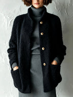 Morgan - Women's Plush Stand-Up Collar Loose Cardigan 5