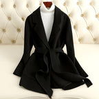 Naomi - Women’s Tie Waist Lapel Coat with Flared Hem 2