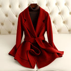 Naomi - Women’s Tie Waist Lapel Coat with Flared Hem 5