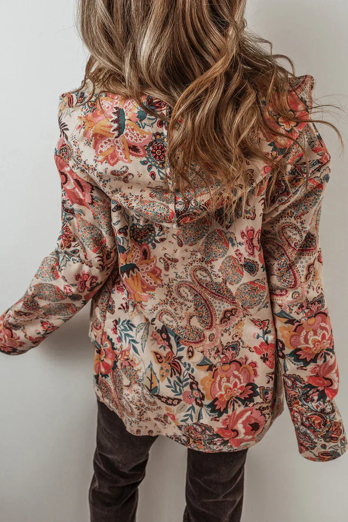 Natalie - Women's Floral Paisley Blazer with Sherpa-Lined Interior