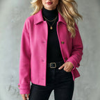 Natalie - Women's Collared Button-Front Short Coat 2