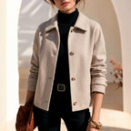 Natalie - Women's Collared Button-Front Short Coat 3