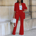 Natasha - Women's Double-Breasted Tailored Blazer and Flared Trouser Set